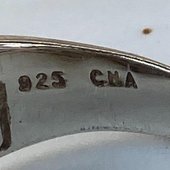 Gorgeous large CNA mother of pearl ring on filigreed sterling silver setting - Picture 4 of 8